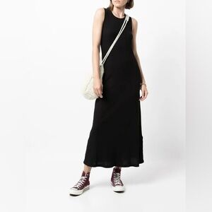 James Perse Black Ribbed Cotton Sleeveless Maxi Dress